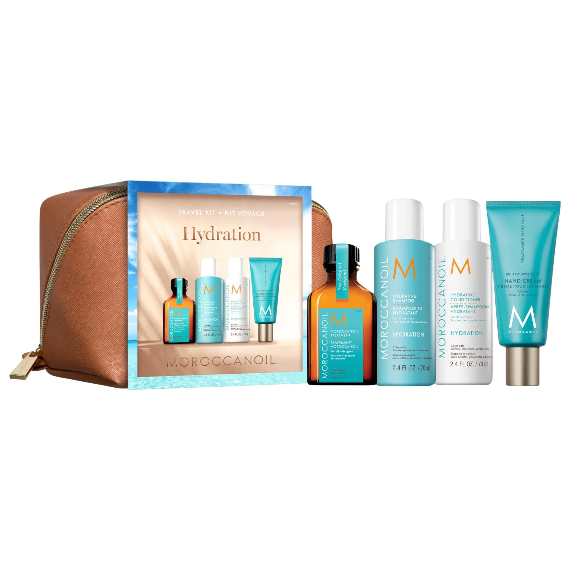 Moroccanoil Mini Hair Hydration Kit: Argan Oil Shampoo, Conditioner, & Hand Cream - Sulfate & Paraben Free - Travel Size for Dry, Frizzy Hair Moroccanoil Hair Hydration Kit: Dry Hair? Get Argan Oil Shine! hair hydration kit, moroccanoil treatment, argan oil shampoo, dry hair care set, sulfate free shampoo, hand cream with shea butter, frizz control hair products, travel size hair kit, paraben free hair care, hydrating hair conditioner, hair care, hydration, dry hair, frizzy hair, shine, softness, argan oil,