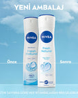 NIVEA Women's Fresh Natural Deodorant Spray - 48-hour Protection, Aluminum-free & Powder-free NIVEA Women's Fresh Natural Deodorant Spray - 48hr Protection NIVEA Women's Deodorant Spray, Fresh Natural Deodorant, Aluminum-free Deodorant, 48-hour Deodorant Protection, Derma Active Protection Deodorant, Women's Personal Care, Natural Fragrance, Sensitive Skin Friendly, Dermatologically Tested, Long-lasting Freshness, Ocean Essences, Powder-free Deodorant