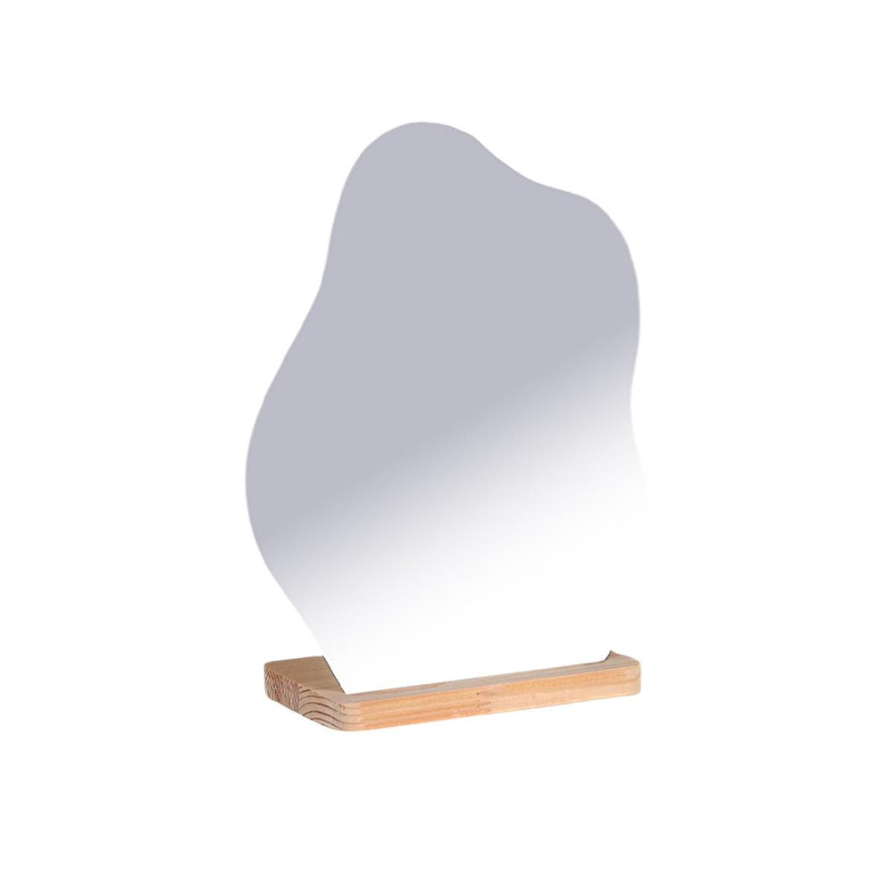 Evcazım Asymmetric Wooden Makeup Mirror - Unique Handmade Decorative Mirror for Home, 13.78 x 11.02 inches - view 2