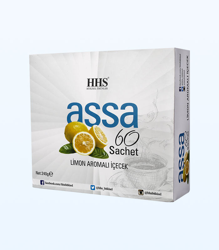 HHS Assa 60 Lemon Flavored Herbal Tea | Natural Energy & Balance | 60 Tea Bags