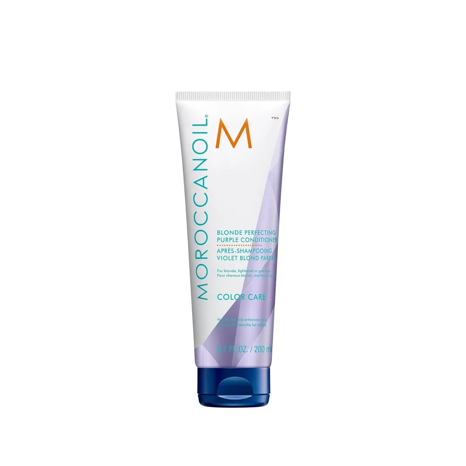 Moroccanoil Blonde Perfecting Purple Hair Conditioner: Tone Brassy Hair, Maintain Cool Blonde, Color Care - 6.76 fl oz Moroccanoil Purple Conditioner: Tone Brassy Blonde Hair purple shampoo, blonde hair conditioner, color treated hair care, brassiness reducer, Moroccanoil purple conditioner, blonde perfecting cream, hair toner, purple hair treatment, purple conditioner, brassiness, blonde hair, highlighted hair, color-treated hair, cool blonde, hair toner, perfecting cream, Moroccanoil, hair care, beauty, h