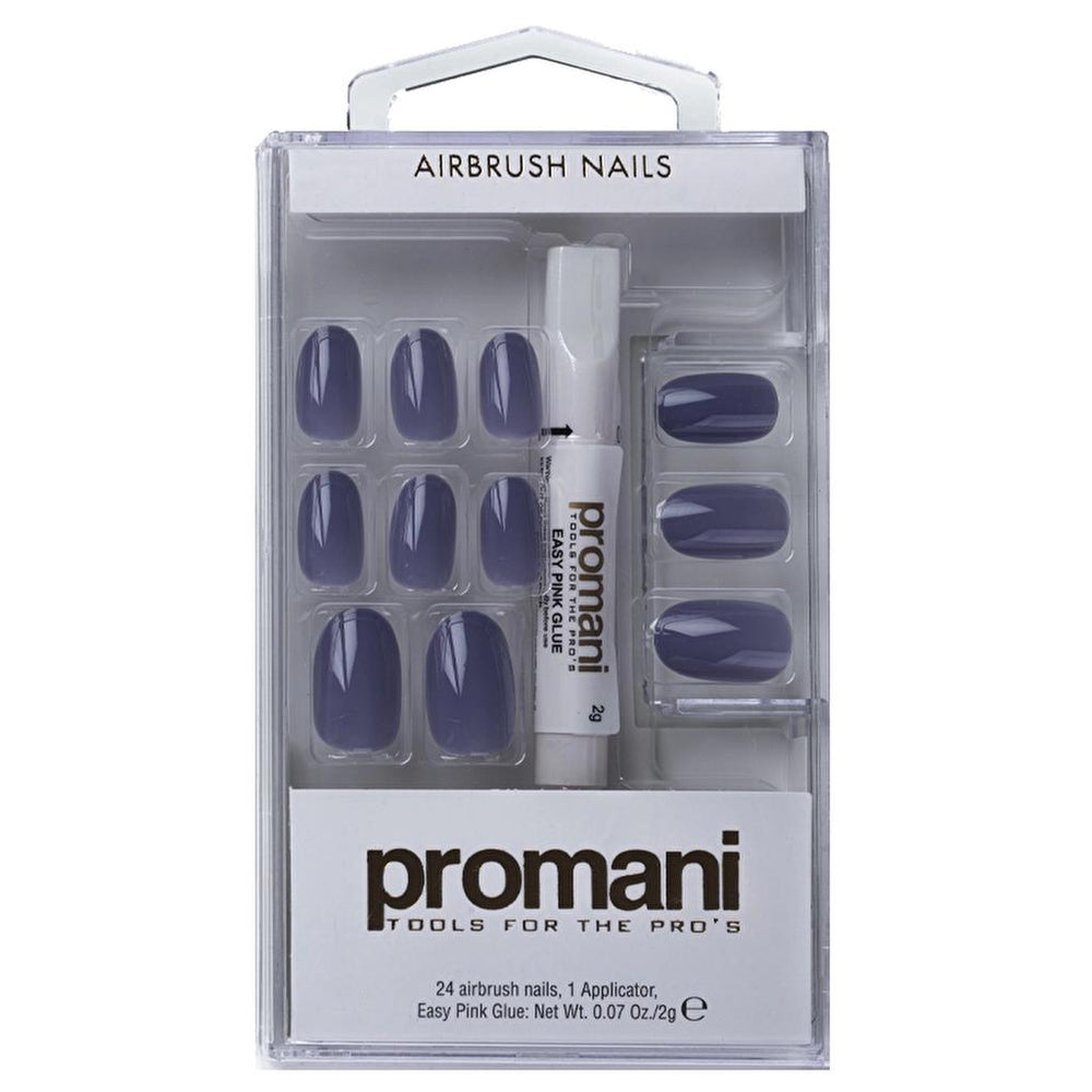 Promani Dark Blue Slate False Nail Kit 24 Pieces