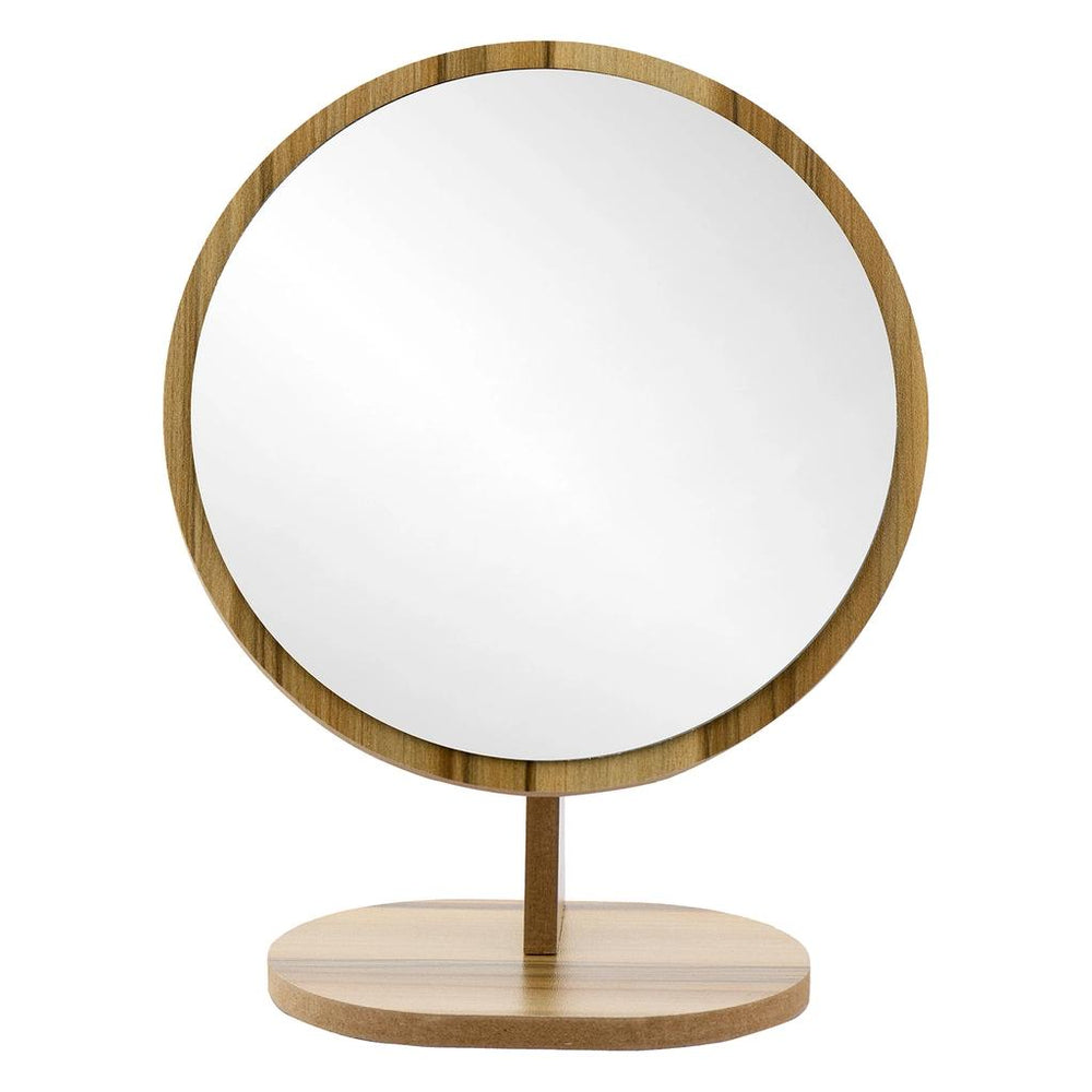 Eklips Wooden Round Table Mirror for Easy Makeup Application
