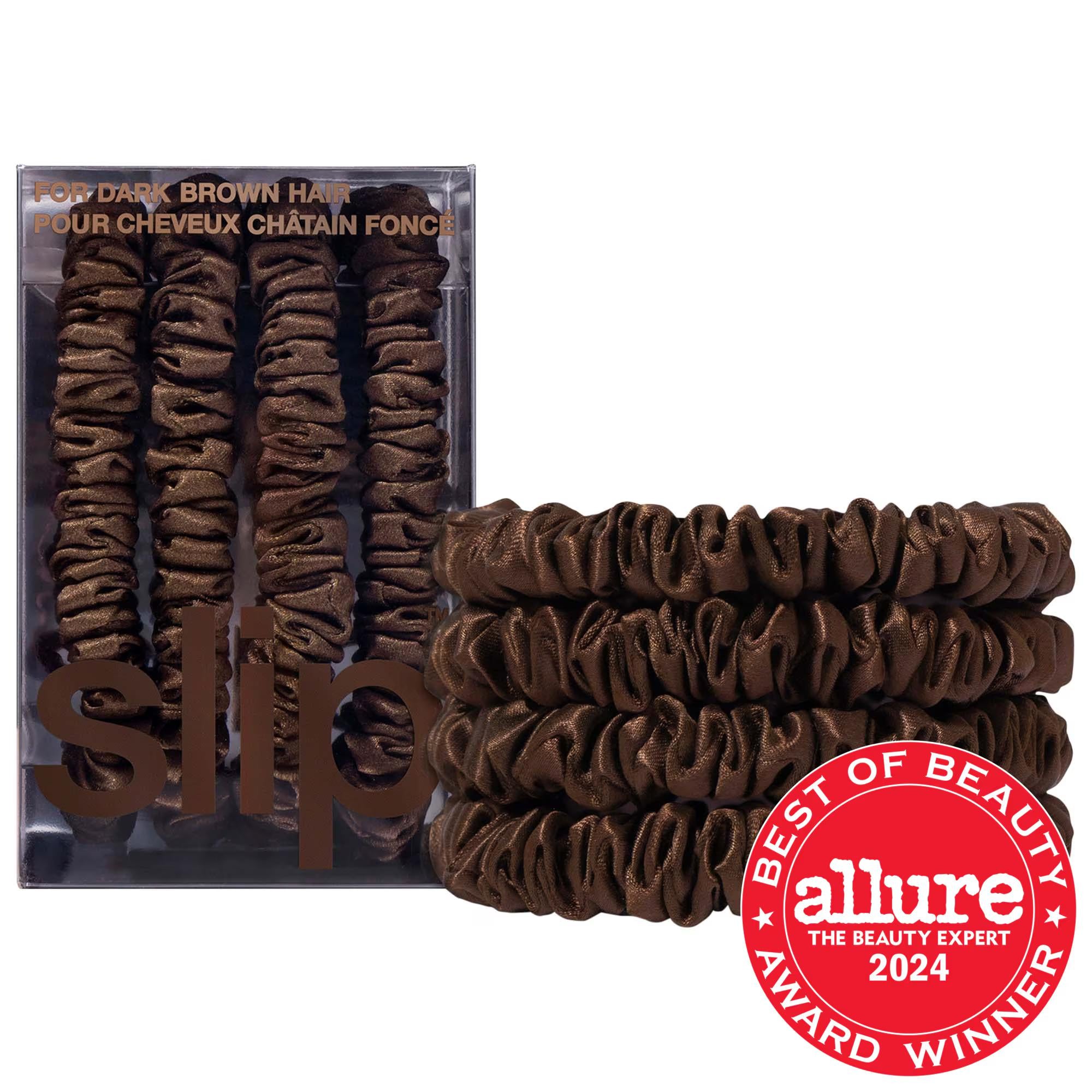 Slip Slipsilk Silk Skinny Scrunchies - 4 Pack, Anti-Crease Mulberry Silk Hair Ties for All Hair Types Slipsilk Silk Scrunchies - Anti-Crease Hair Ties silk scrunchies, hair care accessories, anti-crease hair ties, premium hair accessories, mulberry silk hair scrunchies, hair ties, hair scrunchies, Slip products, hair care, beauty accessories, Allure Best of Beauty, hair health, gentle hair ties, durable hair accessories