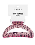 Eklips Zebra Oval Claw Clip Pink for Secure All-Day Hold