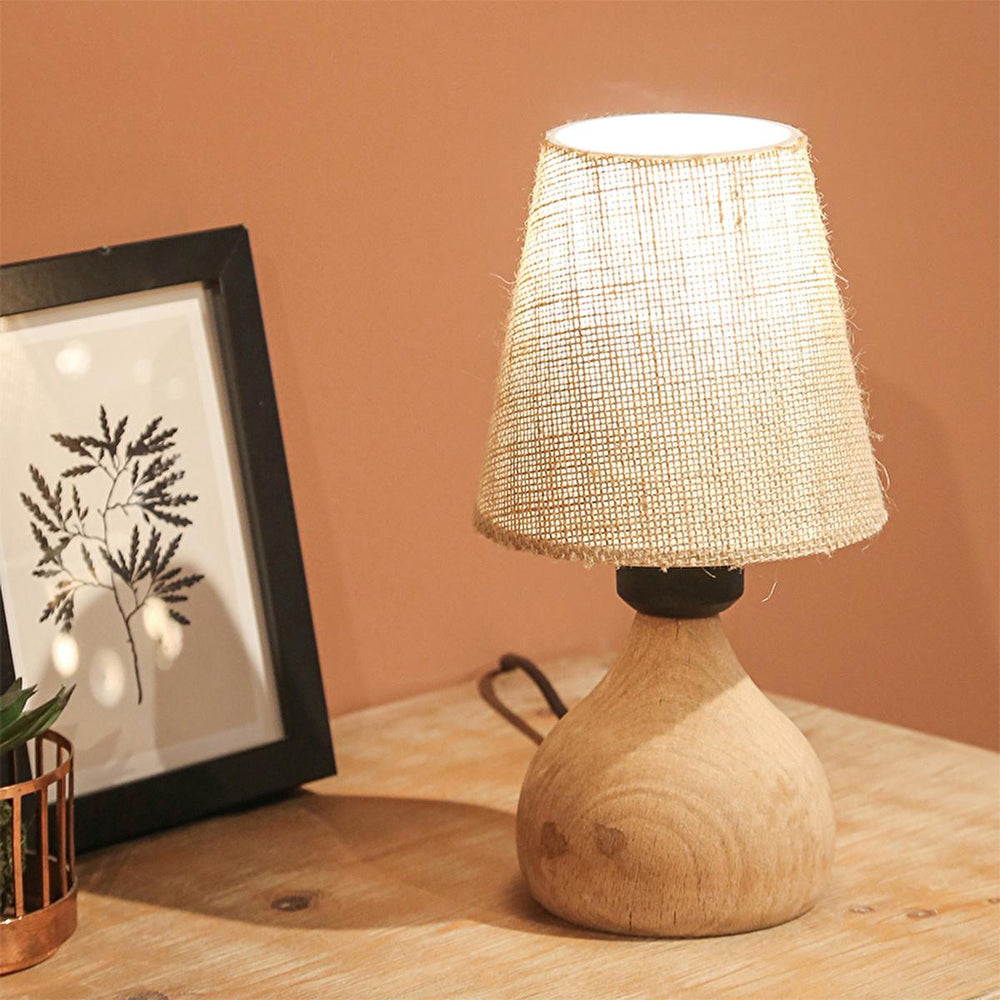 Homing Vowen Natural Wood Table Lamp Shade with Fabric - Eco-Friendly Rustic Home Decor