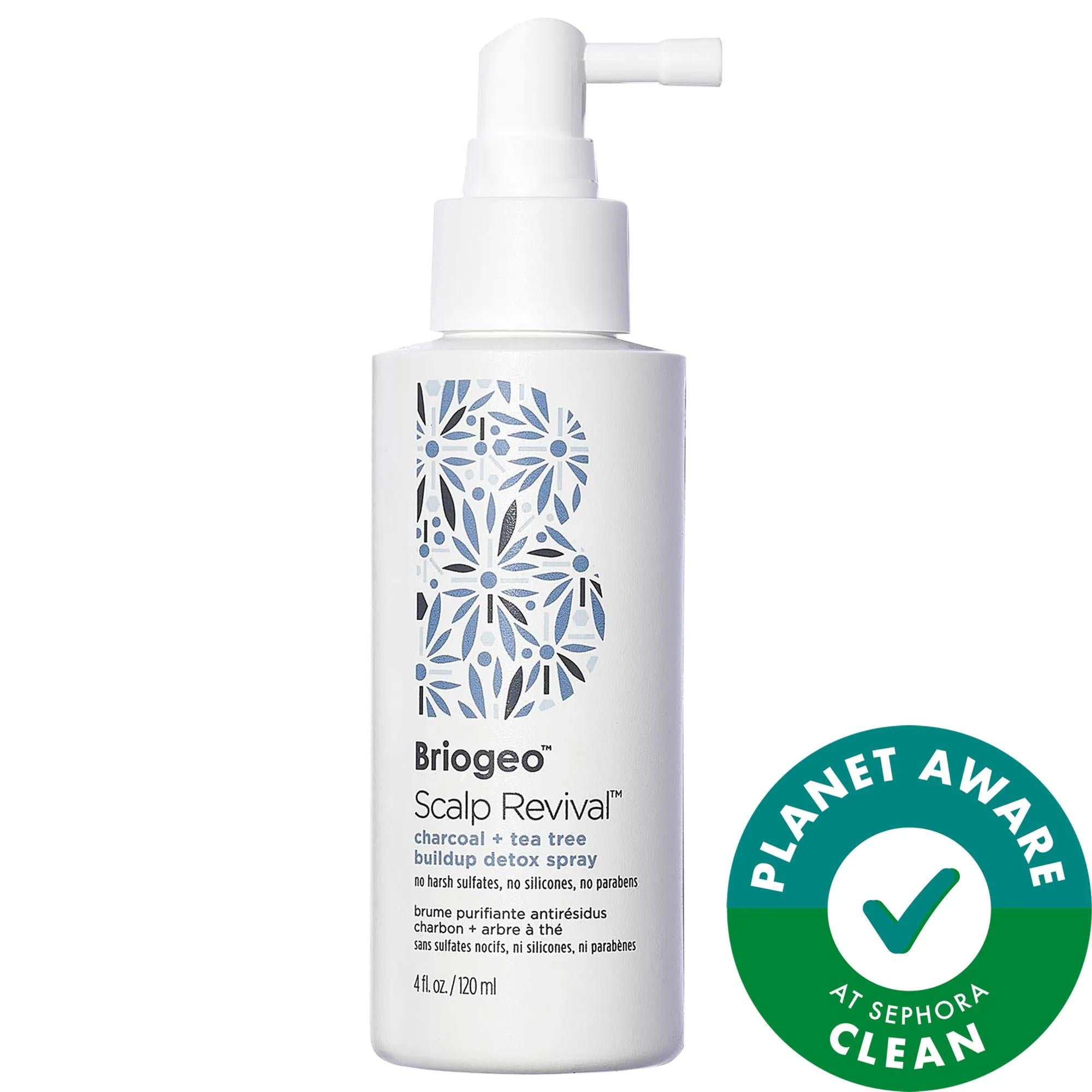 Briogeo Scalp Revival Charcoal + Tea Tree Buildup Detox Spray - Gentle Exfoliator for Flaky Scalp, Vegan Hair Care Briogeo Scalp Revival Charcoal + Tea Tree Detox Spray scalp detox spray, chemical exfoliator for scalp, buildup removal hair product, dry shampoo detox, vegan hair care products, gluten-free hair products, cruelty-free hair care, hair care, scalp care, flaky scalp, dry scalp, itchy scalp, product buildup, dry shampoo, vegan, gluten-free, cruelty-free