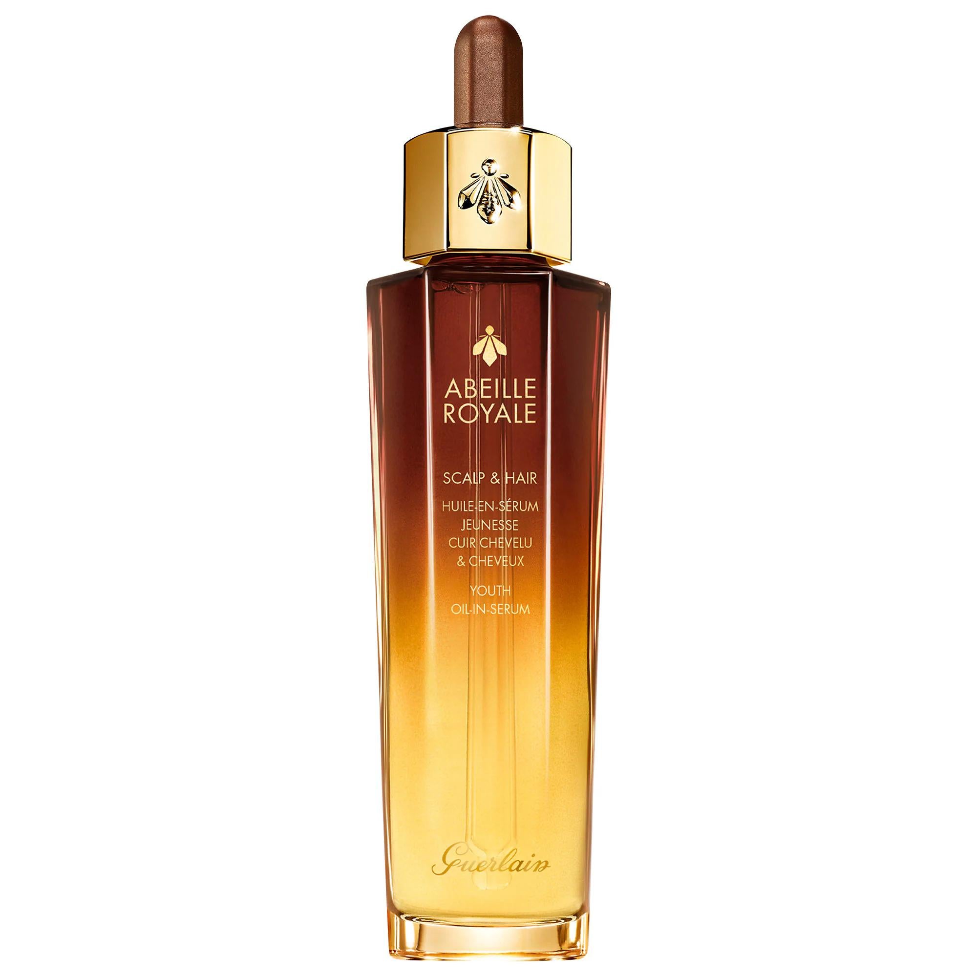 GUERLAIN Abeille Royale Scalp & Hair Youth Oil in Serum - Natural Hair Care Serum for Thicker, Shinier Hair GUERLAIN Hair Care Serum for Thicker Hair Hair care serum, Natural hair oil, Sustainable hair products, Luxury hair care, Non-greasy hair serum, Hair nourishment, Thicker hair, Shinier hair, Eco-friendly hair care, Recyclable packaging, GUERLAIN, Abeille Royale, Scalp care, Hair health