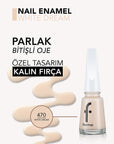 Flormar Nail Enamel: Intense Pigment, Long Lasting & Chip Resistant White Dream - Magnesium & Calcium Enriched Nail Polish for Strong, Beautiful Nails Flormar Nail Enamel: Long Lasting, High Pigment Nail Polish nail polish, flormar nail enamel, high pigment nail polish, long lasting nail polish, chip resistant nail polish, magnesium calcium nail polish, white nail polish, nail color, nail beauty, nail care, nail enamel, glossy nail polish, vibrant nail color, strong nails, healthy nails, manicure, pedicure,