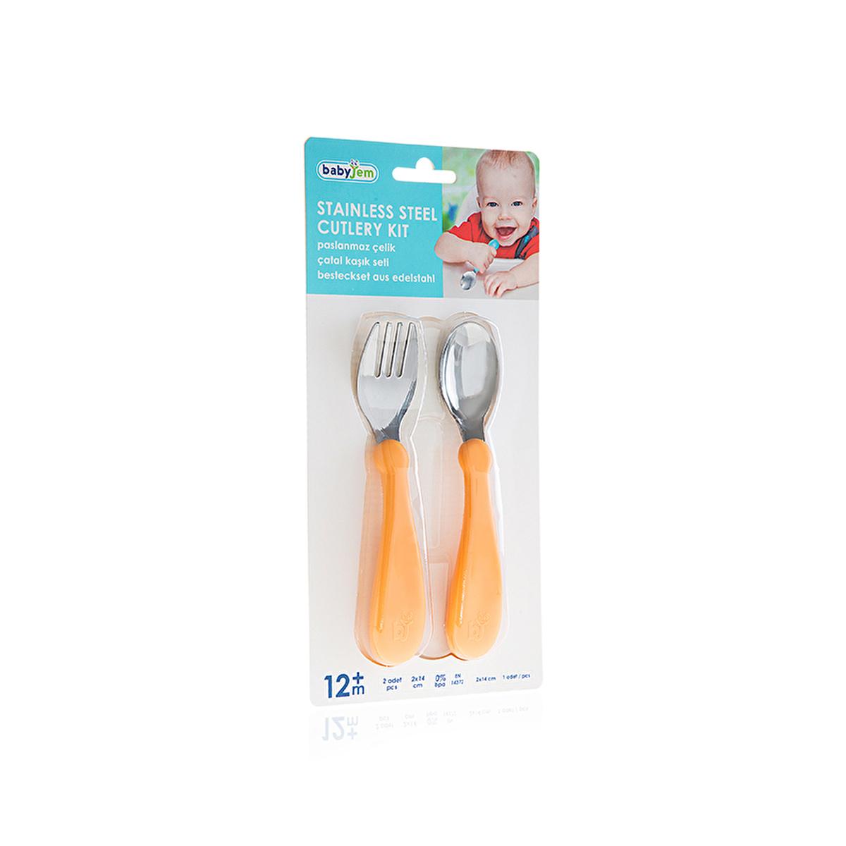 Babyjem Stainless Steel Baby Utensil Set - BPA Free, Ergonomic Design for Independent Eating Babyjem Stainless Steel Baby Utensil Set - Safe & Durable Baby Utensils, Stainless Steel Baby Cutlery, BPA Free Baby Utensils, Baby Fork and Spoon Set, Non-Toxic Baby Tableware, Ergonomic Baby Utensils, Baby Feeding Essentials, Durable Baby Utensils, Easy to Clean Baby Utensils, Independent Eating for Babies, Toddler Utensils, Stainless Steel Utensils for Kids, Safe Baby Utensils