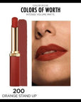 Loreal Paris Color Riche: Volumizing Matte Lipstick with Hyaluronic Acid - Intense Long Lasting Orange Color Loreal Paris Volumizing Matte Lipstick | Long Lasting Color matte lipstick, volumizing lipstick, hyaluronic acid lipstick, long lasting lipstick, orange lipstick, Color Riche lipstick, Loreal lipstick, matte ruj, intense volume lipstick, lipstick, lip color, lip enhancement, matte finish, volumizing, long-lasting, hydrating, fuller lips, makeup, cosmetics, beauty, lip care, gifts for her, date night,
