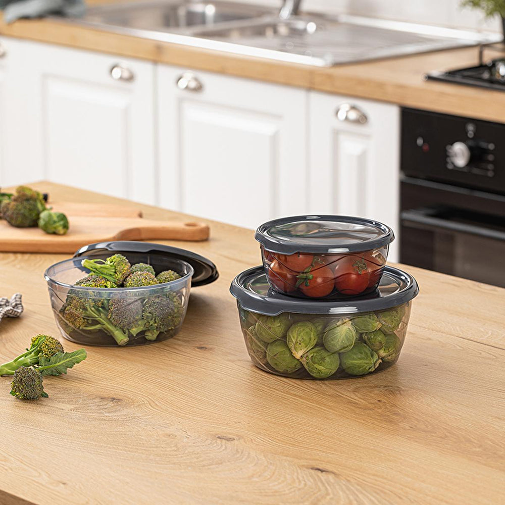 Bee Home 3-Piece Round Storage Container Set - Polypropylene, Dishwasher Safe, Organized Kitchen Storage