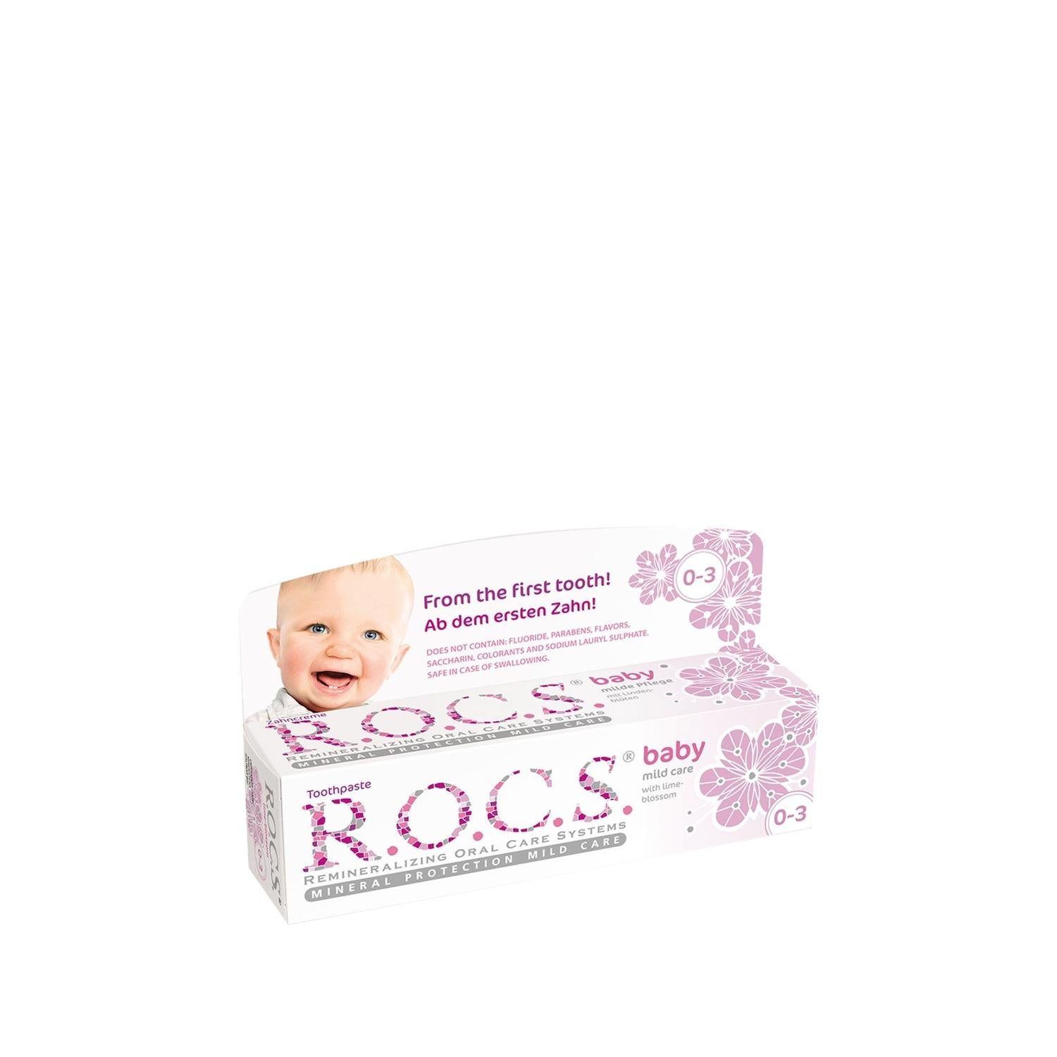 Rocs Baby Toothpaste with Linden Extract for Infants 0-3 Years - Natural & Gentle Oral Care Rocs Baby Toothpaste 0-3 Years - Natural Oral Care baby toothpaste, infant oral care, natural toothpaste for babies, linden extract toothpaste, 0-3 years toothpaste, gentle oral care, safe baby products, natural ingredients, baby oral hygiene, infant toothpaste