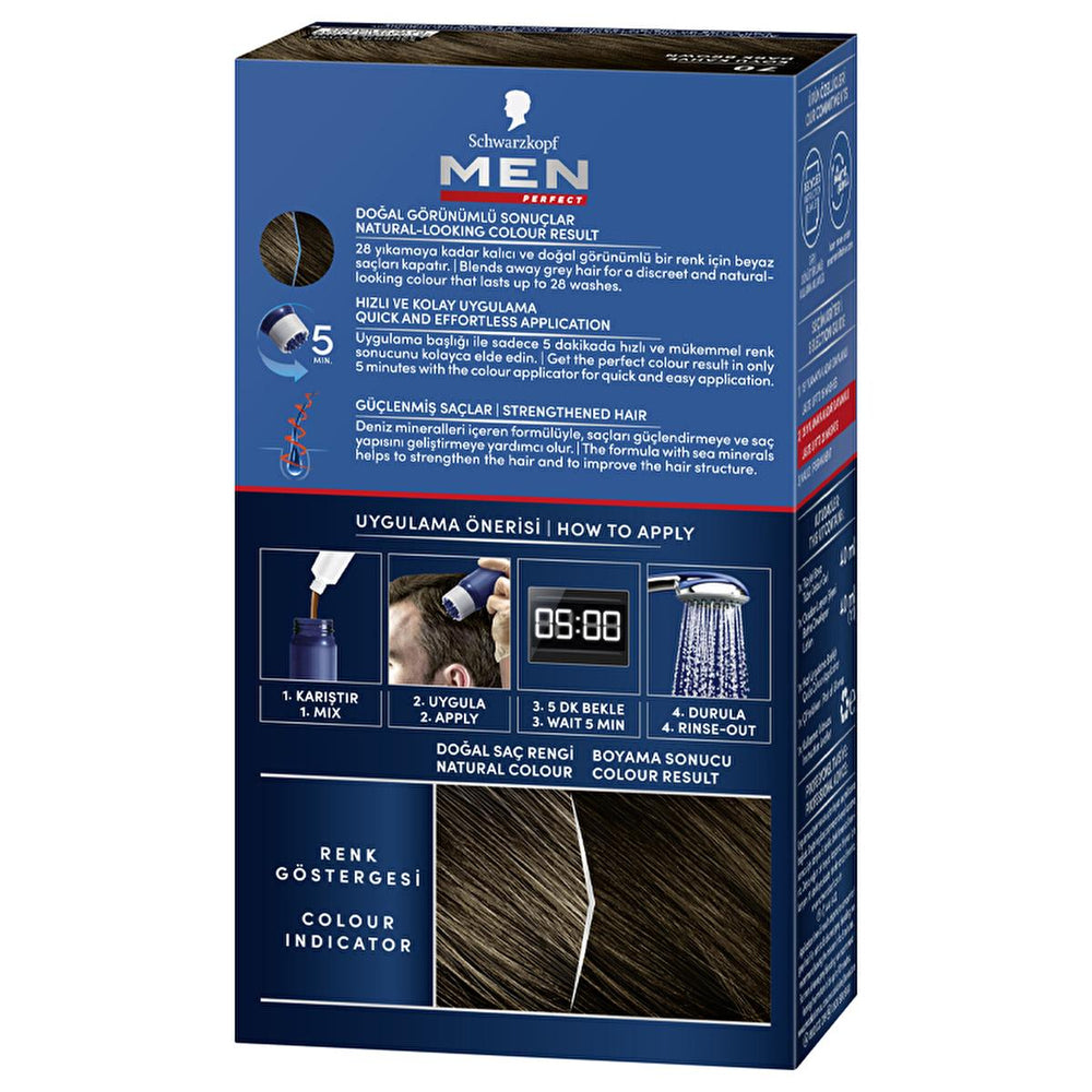 Men Perfect Koyu Kahve Saç Boyası - 70 Dark Brown Men's Hair Dye for Grey Hair Coverage - view 6