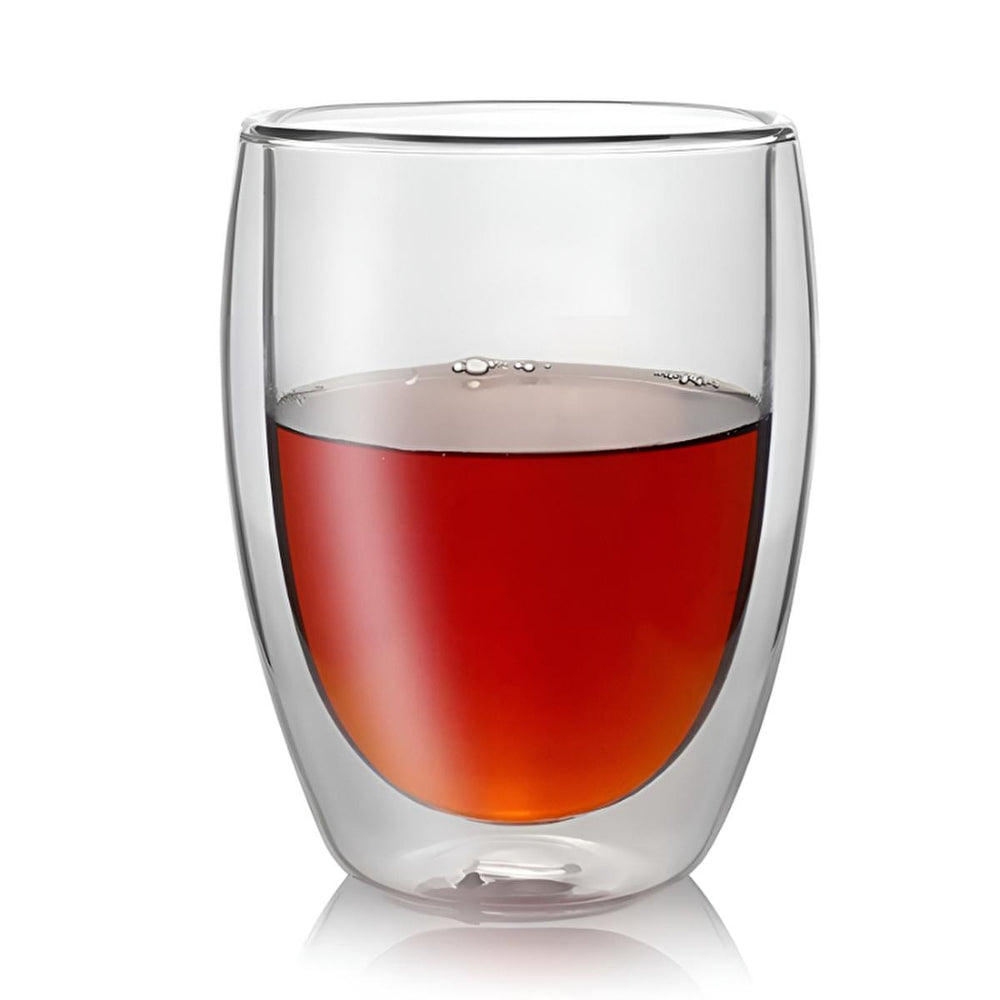 Lia Double-Walled Glass Mug 350ml - Vacuum Insulated, Borosilicate Glass, Eco-Friendly Coffee Mug - Food & Candy