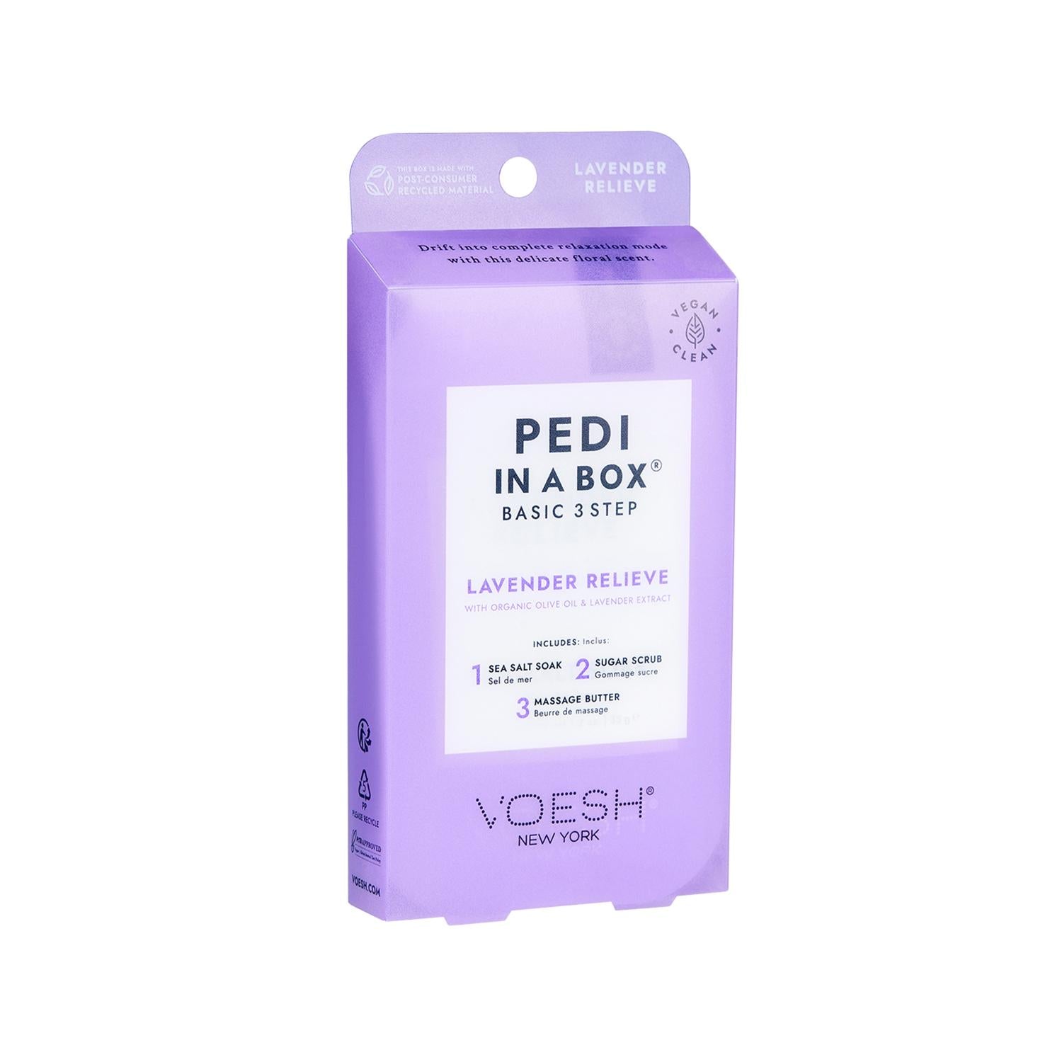 Voesh New York Pedi In A Box Basic Pedicure 3-Step Lavender Kit for At-Home Spa Experience Voesh New York 3-Step Lavender Pedicure Kit - At-Home Spa at-home pedicure kit, 3-step pedicure set, lavender pedicure, Voesh New York pedicure, basic pedicure care, self-care, personal grooming, spa products, pedicure routine, at-home spa, relaxation, lavender scented, Voesh New York Pedi In A Box, basic pedicure set, gift ideas for her, self-care essentials