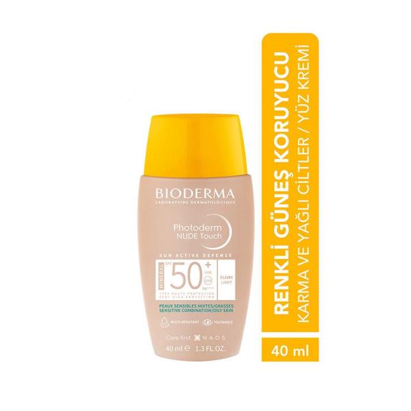 Bioderma Mineral Sunscreen, SPF50+ Lightweight Non-Comedogenic for Combination/Oily Skin - 1.35 fl oz Bioderma SPF50+ Mineral Sunscreen for Oily Skin Mineral Sunscreen, SPF50+, Non-comedogenic Sunscreen, Lightweight Sunscreen, Bioderma Photoderm Nude Light, Combination/Oily Skin Sunscreen, Photostable Sunscreen, sun care, skin protection, daily sunscreen, sensitive skin friendly, non-greasy, Shea Butter, Ectoin, cosmetic, skincare, dermatologically tested
