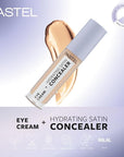 Pastel Makeup Eye Cream + Hydrating Concealer: Brighten, Cover Dark Circles & Hydrate - Long Lasting Satin Finish for Tired Eyes Pastel Makeup Eye Cream + Concealer: Banish Dark Circles! eye cream, hydrating concealer, dark circle concealer, brightening eye cream, eye cream for dark circles, satin finish concealer, long lasting concealer, hydrating eye cream for dry skin, eye bag treatment, concealer for tired eyes, concealer, dark circles, eye cream, hydration, white flower extract, betaine, high coverage,