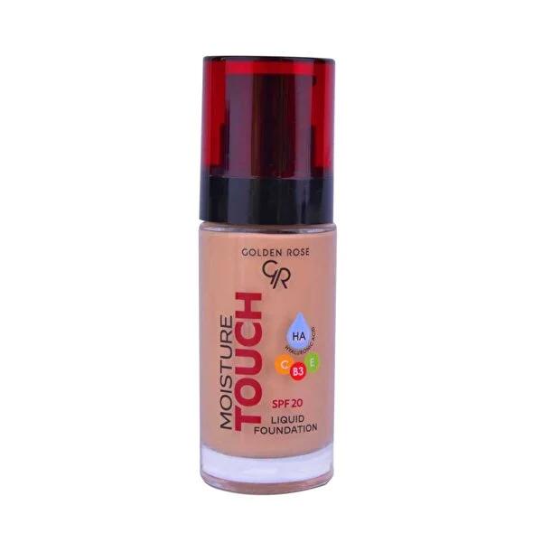 Golden Rose Moisture Touch Liquid Foundation SPF 20: Hydrating, Vegan Formula for Natural, Buildable Coverage & Sun Protection Golden Rose Liquid Foundation SPF 20: Hydrating & Vegan liquid foundation, SPF 20 foundation, moisturizing foundation, hyaluronic acid foundation, vegan foundation, natural finish foundation, buildable coverage foundation, golden rose foundation, foundation with niacinamide, foundation with vitamin c and e, foundation, makeup, cosmetics, sunscreen, hydration, moisturizing, vegan, cr