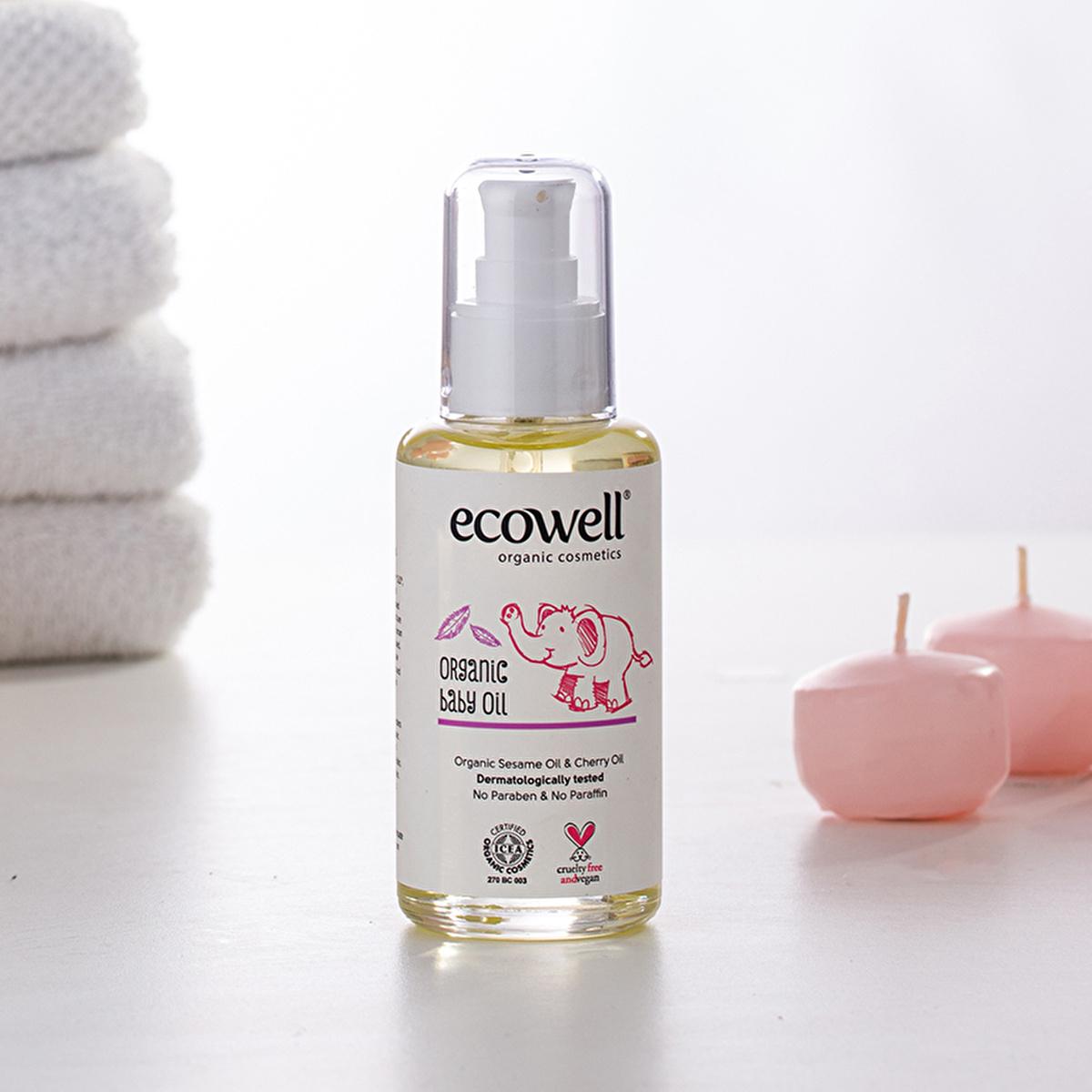 Ecowell Organic Vegan Certified Baby Oil 100ml - Hypoallergenic, Moisturizing & Soothing Ecowell Organic Baby Oil - Natural & Hypoallergenic Skincare baby oil, organic baby oil, vegan baby oil, hypoallergenic baby oil, moisturizing baby oil, natural baby skincare, cruelty-free baby products, organic skincare for babies, gentle baby skincare, baby massage oil