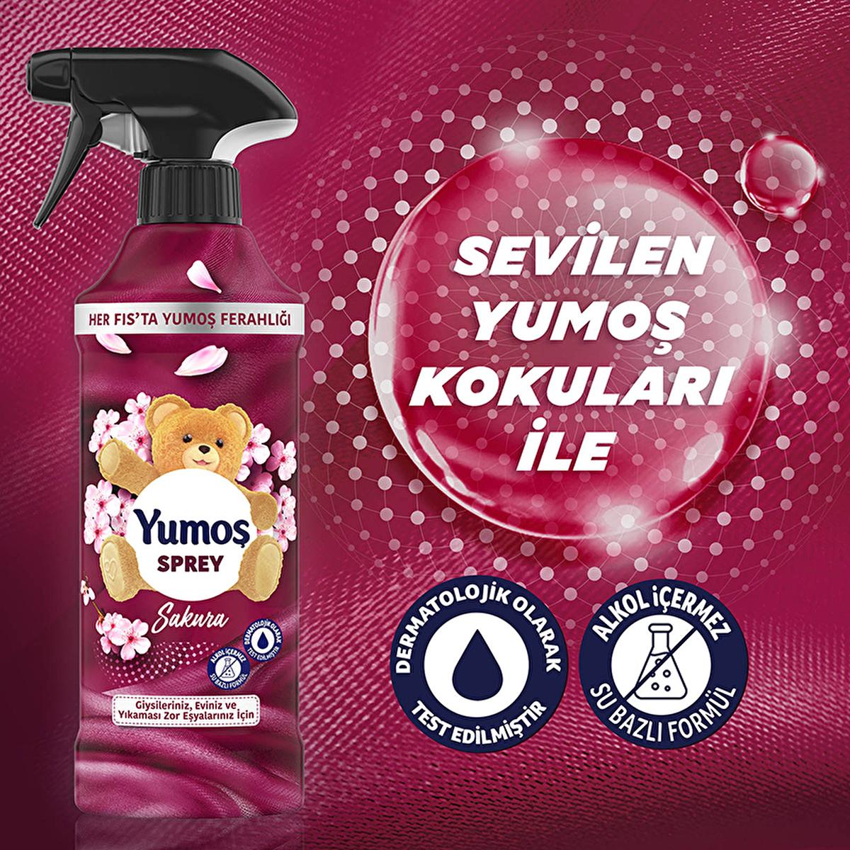 Yumoş Sakura Fabric and Home Fragrance Spray - Dermatologically Tested, Alcohol-Free, 15.22 fl oz Yumoş Sakura Fabric Spray - Fresh Home Fragrance fabric spray, home fragrance, Sakura scent, non-alcoholic fragrance, dermatologically tested spray, freshening spray for home and textiles, home care, fragrance spray, Yumoş, easy home fragrance, refreshing spray, floral scent, upholstery freshener, curtain freshener, carpet freshener