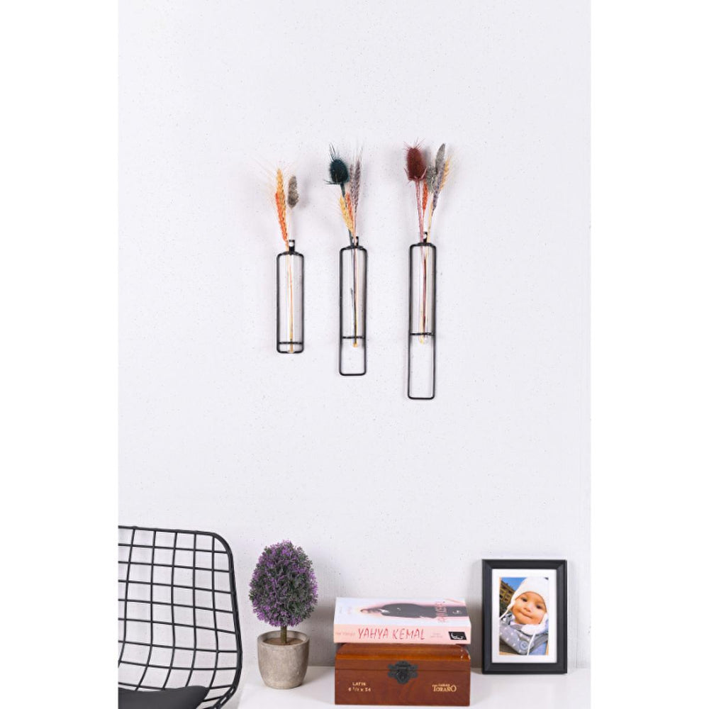 Muyika Modern Metal Wall Shelf Set with Glass Shades - 3 Decorative Shelves for Indoor Display