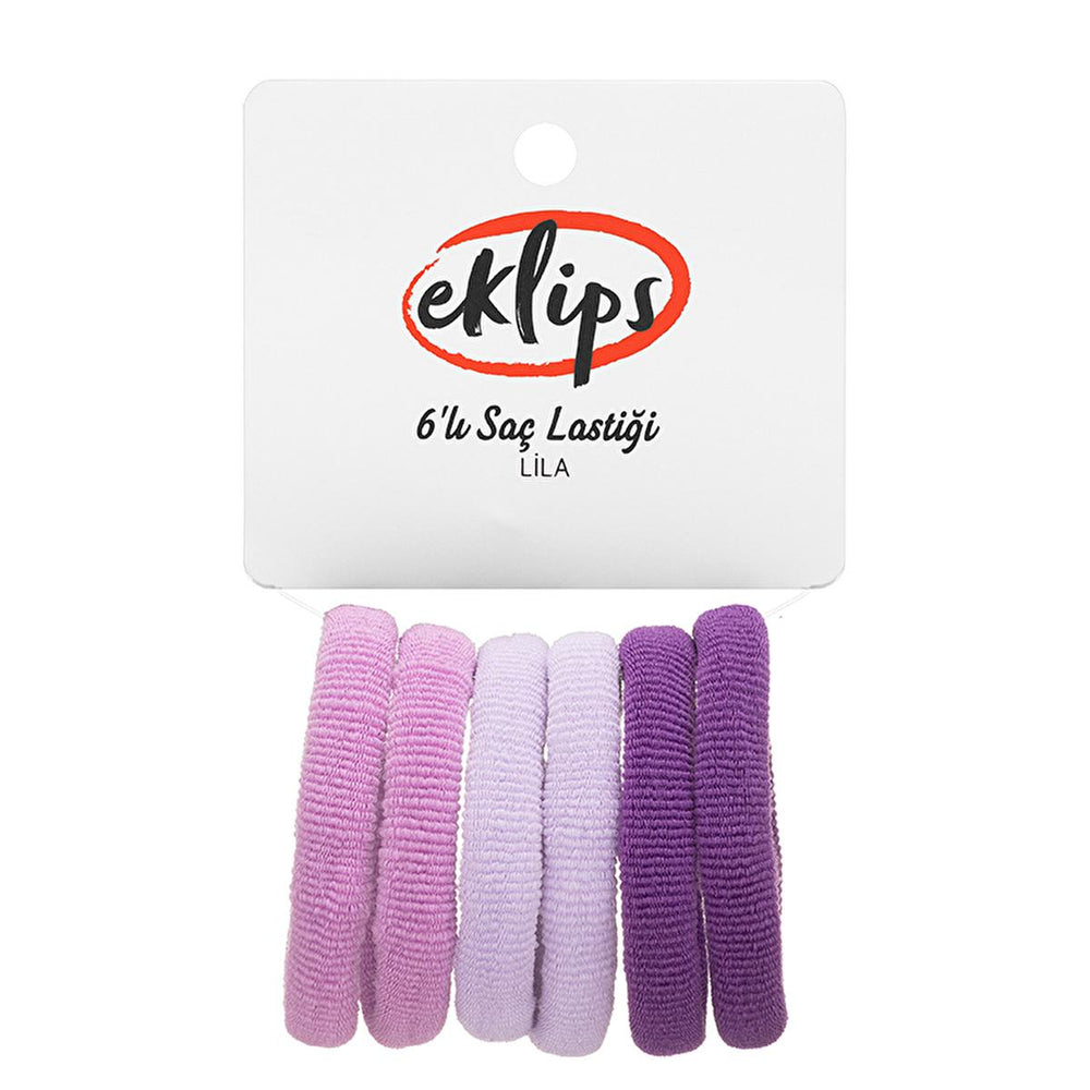 Eklips Hair Elastic - Pack of 6 Purple Hair Ties for Long Hair - Simple, Functional Hair Accessories - Hair Accessories