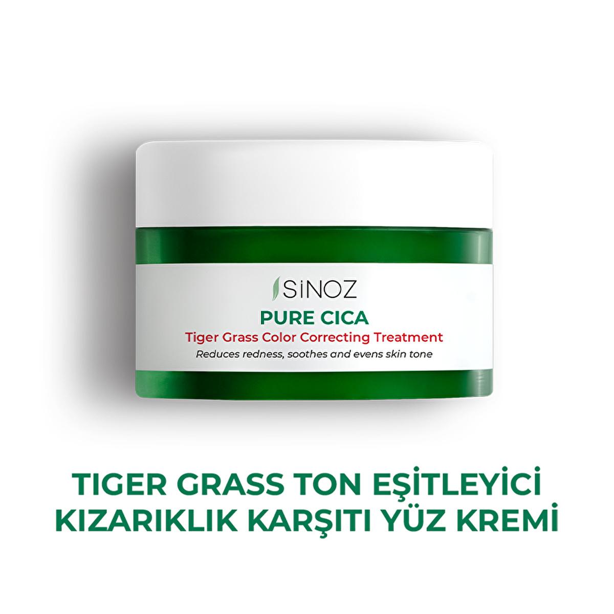 Sinoz Pure Cica Tiger Grass Facial Cream - Redness Relief, Tone Correction, Sensitive Skin Soothing, and Barrier Repair - Centella Asiatica Sinoz Cica Cream: Redness Relief & Skin Tone Correction Cica cream, Tiger grass cream, Redness relief cream, Skin tone correcting cream, Sensitive skin cream, Centella Asiatica cream, Soothing face cream, Anti-redness face cream, Facial redness treatment, Barrier repair cream, Facial Cream, Skin care, redness relief, skin tone correction, sensitive skin, Centella Asiati