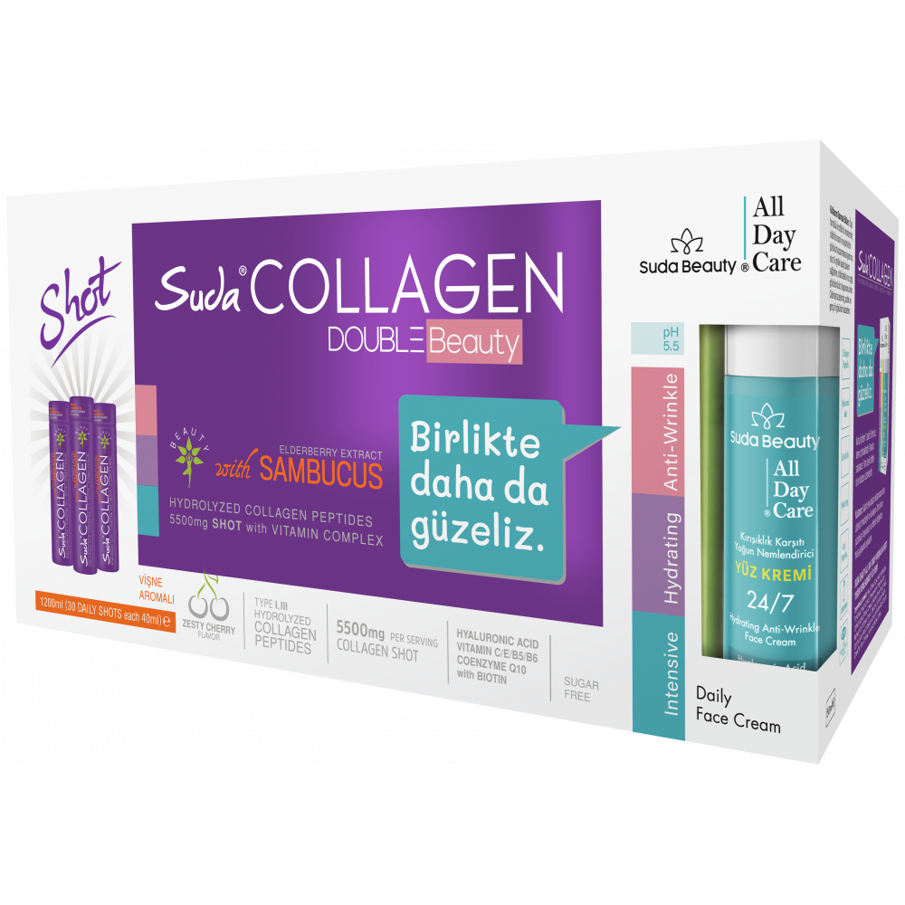 Suda Collagen Double Beauty Plum Flavour: Enhance Skin Health & Reduce Wrinkles - Delicious & Convenient Collagen Supplement