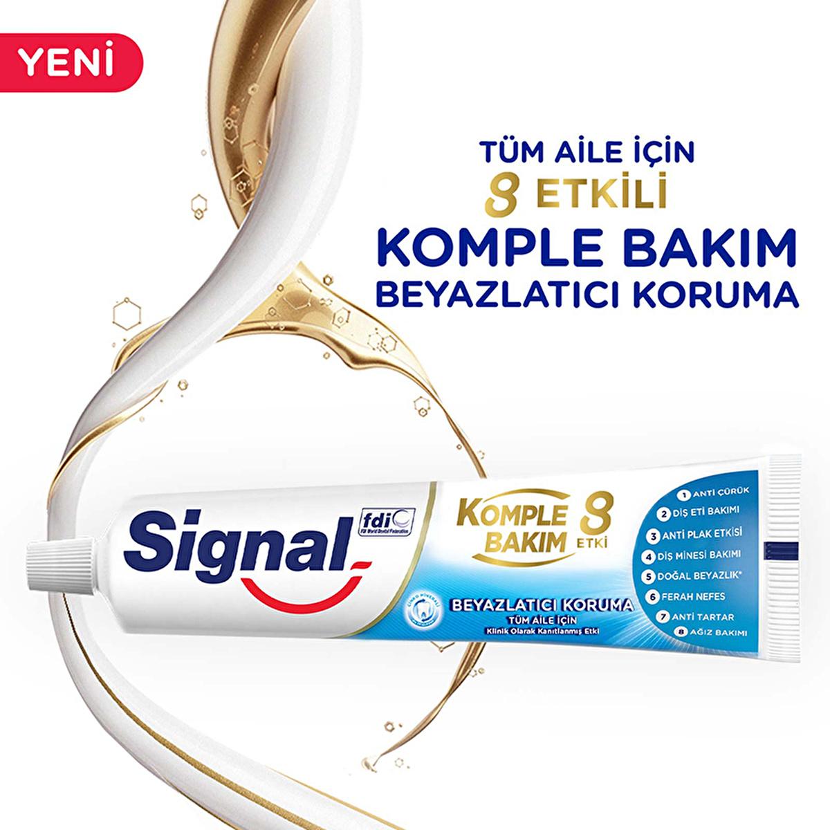 Signal Komple Bakım 8 Etki Diş Macunu Beyazlatıcı Koruma - Family Toothpaste with 8 Oral Care Benefits Signal Komple Bakım 8 Etki Diş Macunu - Family Toothpaste Signal Komple Bakım 8 Etki Diş Macunu, Family toothpaste, Whitening toothpaste, Triclosan-free toothpaste, Oral care with Zinc Citrate, Comprehensive oral care, Family oral hygiene, Healthy gums, Tartar prevention, Clinically proven toothpaste, Oral care for all ages