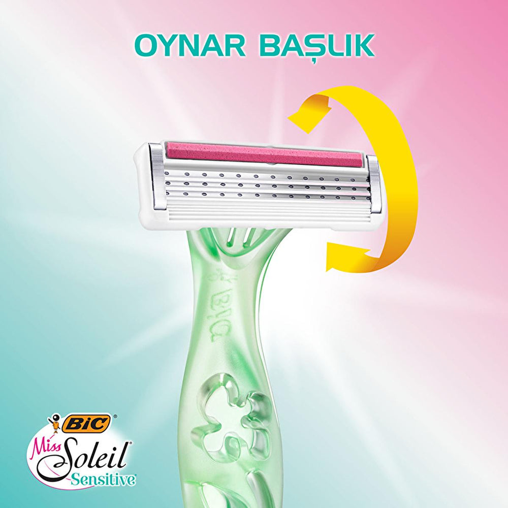 Bic Women's Razor - Miss Soleil Sensitive 3-Blade Shaving System for Smooth Skin - Vitamin & Supplement