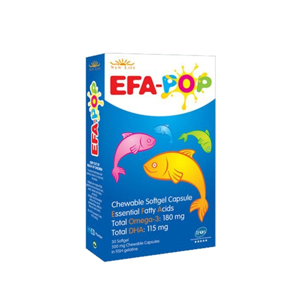 New Life Efa Pop: Chewable DHA & D3 Vitamin Supplement for Kids - Supports Brain & Bone Health, 60 Tablets New Life Efa Pop: DHA & D3 Chewable Vitamins for Kids children's chewable DHA supplement, vitamin D3 for kids, omega-3 for children, DHA and D3 chewable tablets, child dietary supplement, kids vitamin supplement, brain development vitamins for kids, bone health vitamins for kids, children's vitamins, chewable vitamins, DHA supplement, D3 supplement, Omega-3 supplement, child health, kids health, brain
