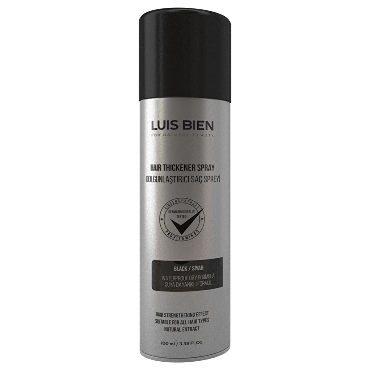 Luis Bien Black Hair Thickening Spray: Instant Hair Loss Concealer for Thinning Hair & Bald Spots - Water Resistant Formula Luis Bien Black Hair Thickening Spray - Conceal Hair Loss Instantly hair thickening spray, hair loss concealer, thinning hair solution, hair filler spray, black hair thickening spray, hair volume spray, cover bald spots, hair thinning treatment, instant hair thickener, water resistant hair spray, hair fibers, hair loss, thinning hair, bald spots, hair care, beauty, cosmetic, hair produ