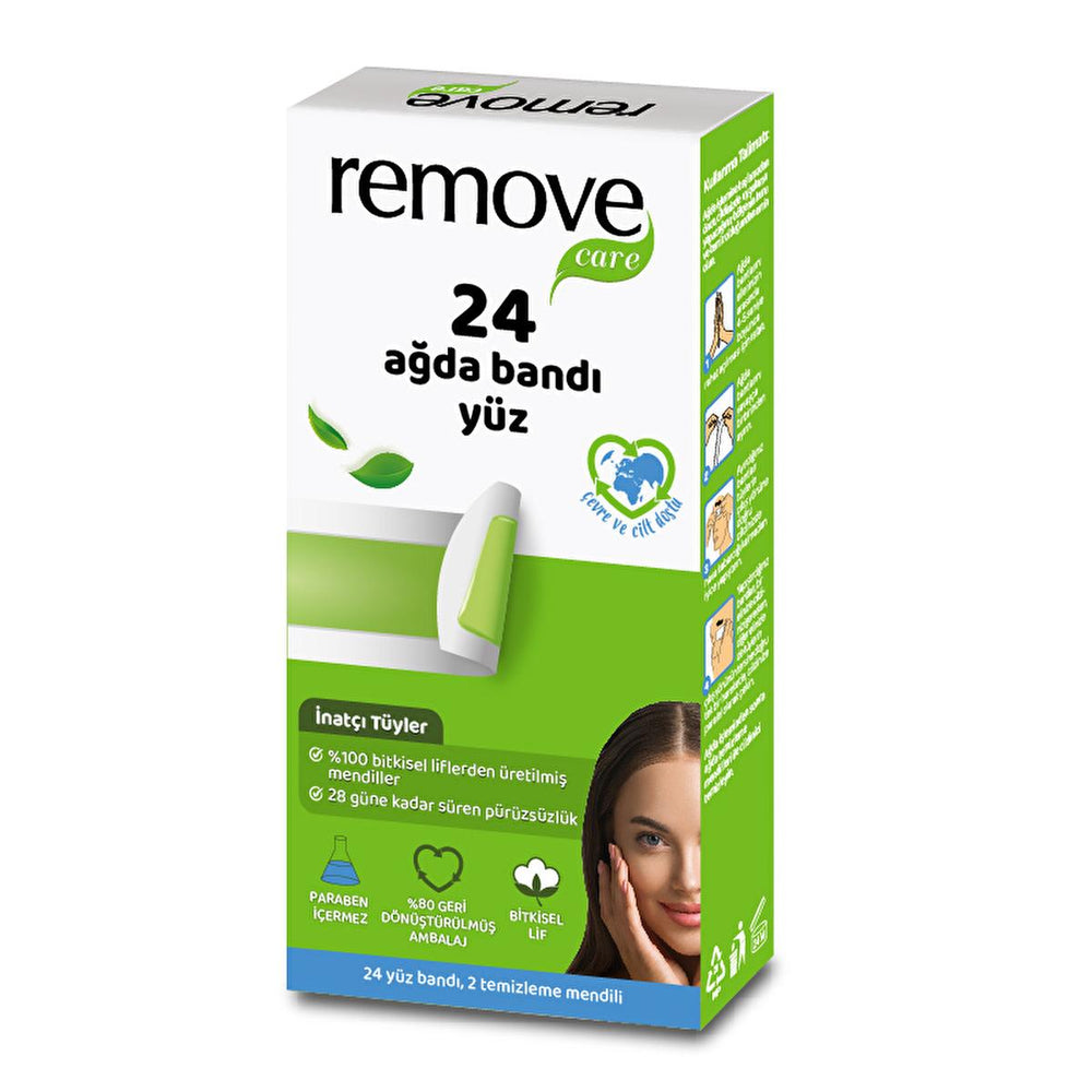 Remove Care Facial Wax Strips - 24 Count, Easy Hair Removal for Smooth Facial Skin - view 2
