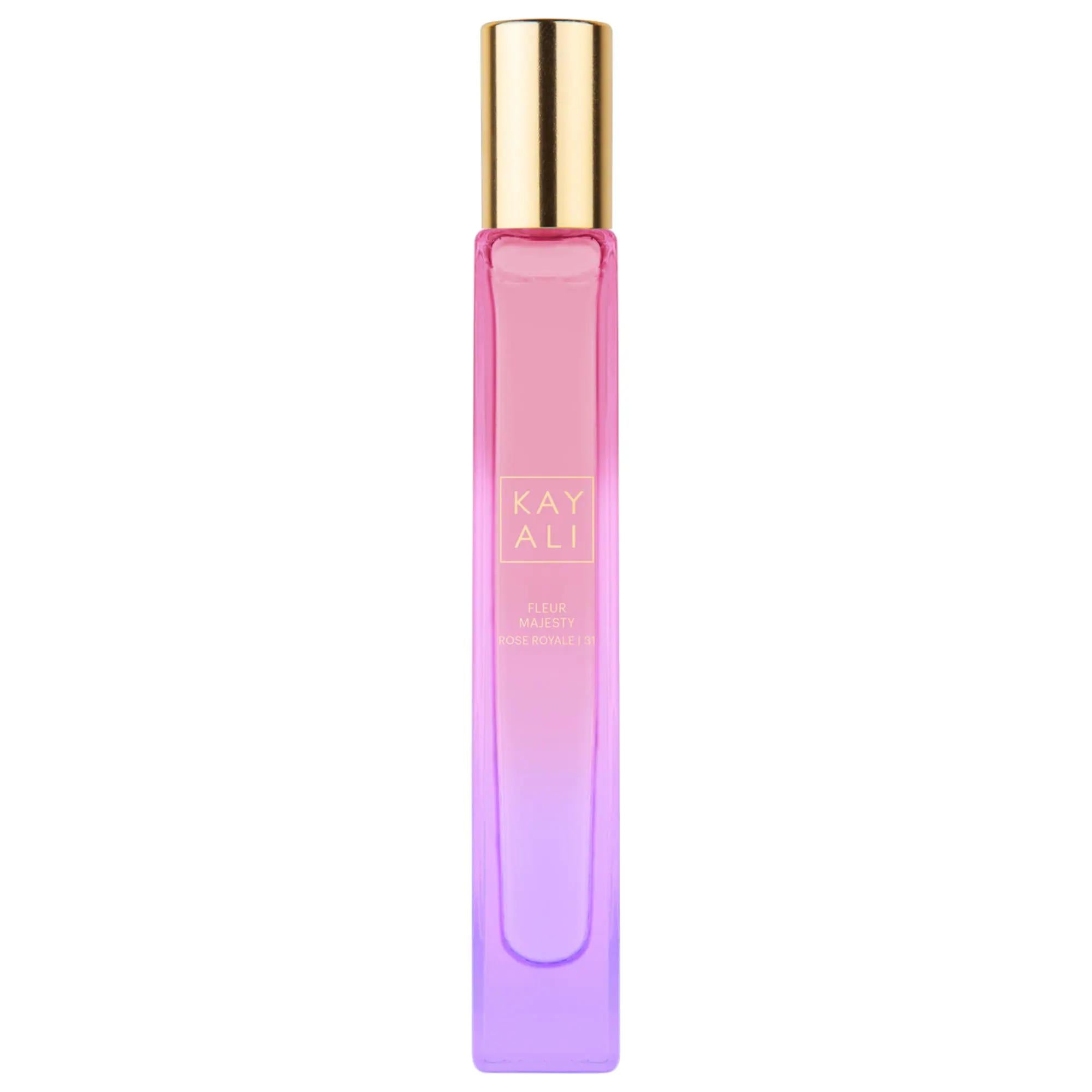 KAYALI Fleur Majesty Rose Royale | 31 Eau de Parfum Travel Spray - Romantic Rose & Pear Floral Fragrance KAYALI Rose Royale Travel Spray - Floral Eau de Parfum Eau de Parfum, Travel Spray, Floral Fragrance, Rose Perfume, Vegan Perfume, Warm Floral Perfume, Long lasting perfume, KAYALI Perfume, Rose Royale perfume, Travel size perfume, Floral fragrances, romantic scent, sensual fragrance, pear, royal rose, musk, gradient bottle, jeweled cap, middle eastern inspired, oud bottle, cruelty-free, ethical beauty,