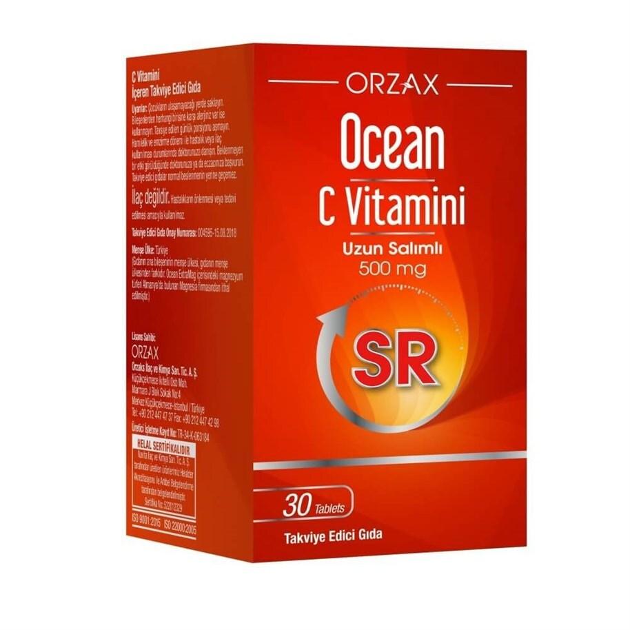 Ocean Vitamin C-SR Sustained Release Vitamin C Supplement for Adults - 30 Tablets, Immune System - Vitamin & Supplement
