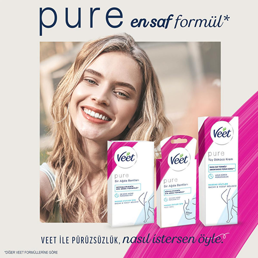 Veet Pure Wax Strips for Sensitive Skin - Hypoallergenic, Easy-Gelwax Technology for Legs & Body Hair Removal - view 6