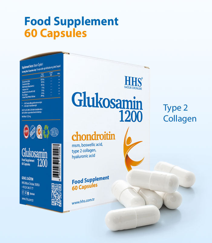 HHS Glucosamine 1200 – Food Supplement | MSM + Collagen Type II + Hyaluronic Acid | Joint Support