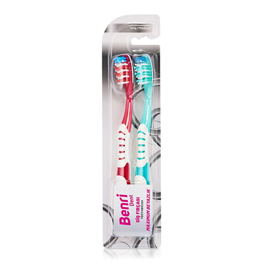 Benri Manual Toothbrush for Adults - ISO Compliant, Soft Bristles, Rubber Grip - Toothpaste