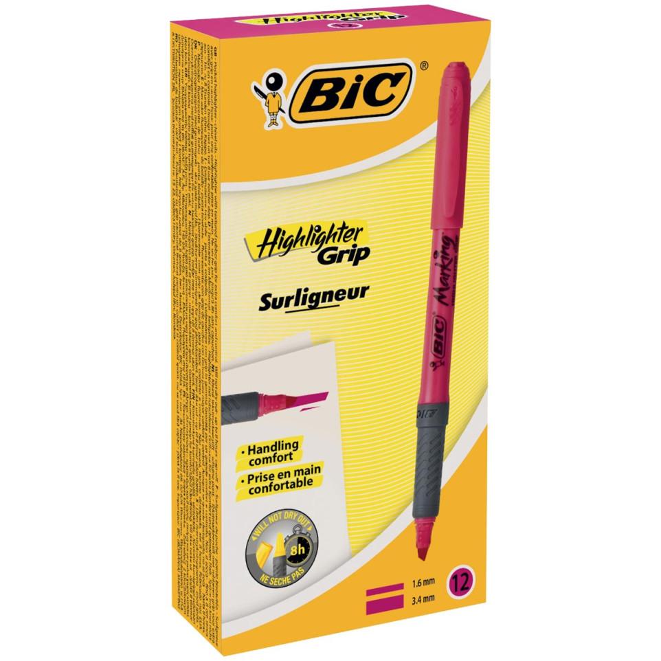 Bic Surligneur Highlighter Grip, 12s
