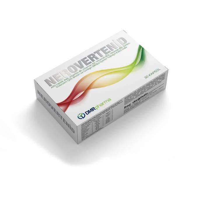 DMR Pharma Nerovertenid Dietary Supplement Capsules for Nutritional Support and Antioxidant Benefits DMR Pharma Nerovertenid Dietary Supplement Capsules Dietary Supplement, Vitamin and Mineral Supplement, Antioxidant Support, Health Supplement, Nutritional Support, DMR Pharma, Nerovertenid, Alfa Lipoik Asit, Koenzim Q10, Ginkgo Biloba, Vitamin B1, Vitamin B2, Vitamin B12, Vitamin D3, Çinko, Biotin, Capsule Supplement