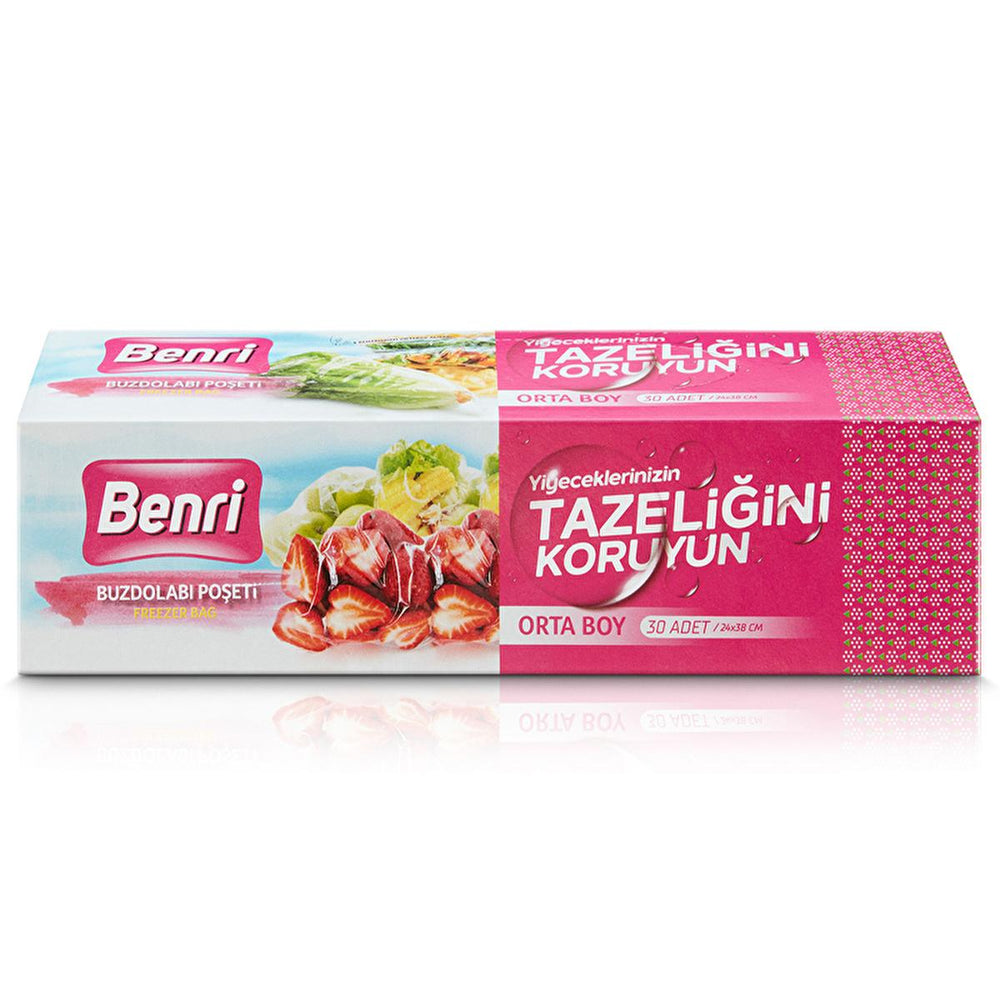 Benri Refrigerator Storage Bags - Medium Size, 30 Count - Food Safe, Transparent, Kitchen Organization - view 2