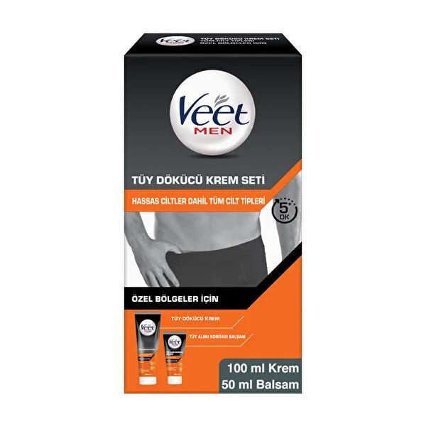 Veet Men Hair Removal Cream Set for Sensitive Areas - 100ml & 50ml, Dermatologically Tested, Includes Post-Hair Removal Balm Veet Men Hair Removal Cream Set - Safe & Effective Veet Men hair removal cream, men's grooming products, sensitive skin hair removal, dermatologically tested hair removal cream, post-hair removal care, hair removal for men, grooming essentials, personal care products, Veet Men products