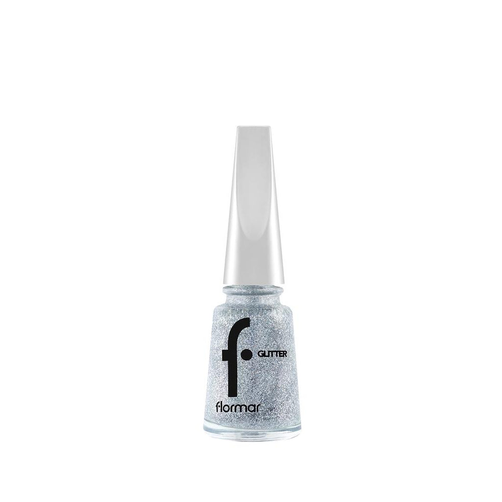 Flormar Glitter Holographic Silver Semi-Sheer Nail Polish 11ml