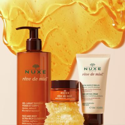 Nuxe Reve de Miel Hand and Nail Cream: Natural Repair for Dry, Damaged Hands - Moisturizing, Anti-Aging Hand Care Nuxe Hand Cream: Repair Dry Hands & Nails - Natural Moisturizer hand cream, nail cream, moisturizing hand cream, repairing hand cream, natural hand cream, dry hands treatment, Nuxe Reve de Miel, honey hand cream, anti-aging hand cream, hand and nail care, dry hands, damaged hands, natural skincare, honey, avocado oil, sweet almond oil, argan oil, vitamin E, sensitive skin, hand care, nail care,