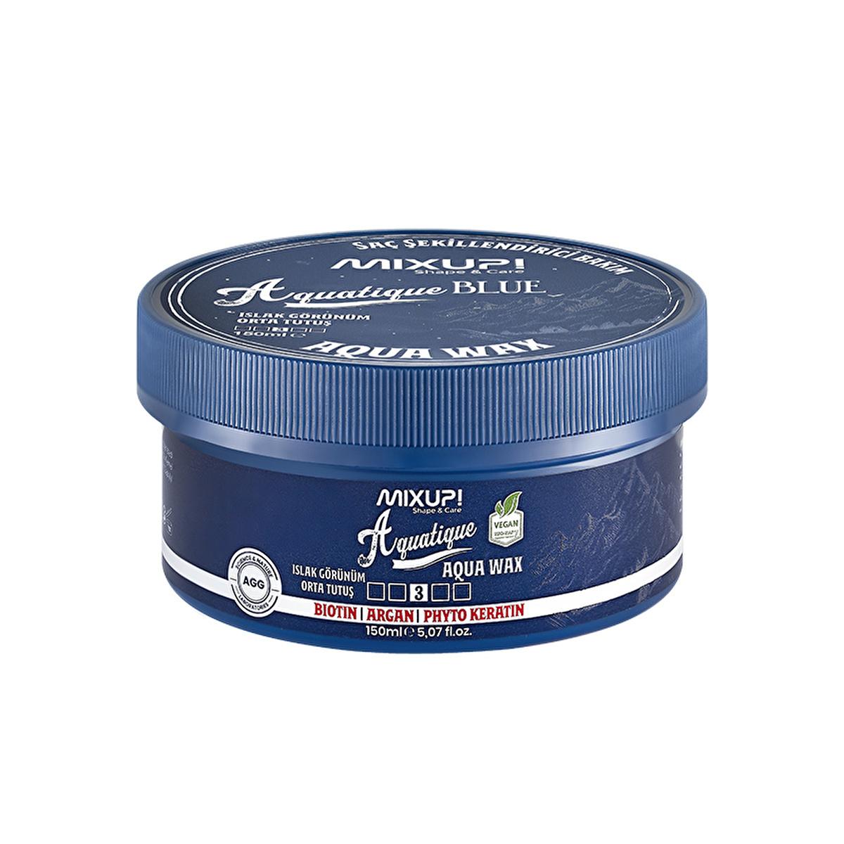 Mixup Aquatique: Medium Hold Aqua Hair Wax for Shiny, Textured Styles - Biotin, Argan & Phytokeratin Enriched, Humidity Resistant - 150ml Mixup Aquatique Hair Wax: Medium Hold, Shiny Texture aqua hair wax, medium hold hair wax, shiny hair wax, texturizing hair wax, biotin argan hair wax, humidity resistant hair wax, water based hair wax men, hair styling wax, hair wax for textured look, hair wax, hair styling, medium hold, shiny finish, textured finish, biotin, argan oil, phytokeratin, humidity resistant, w