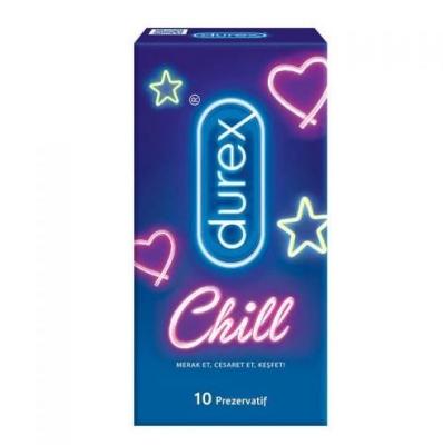 Durex Chill Condoms - 10 Pack for Enhanced Sensation & Safe Intimacy Durex Chill Condoms - Enhanced Sensation Durex Chill condoms, contraception, sexual health products, latex condoms, prezervatif, safe intimacy, enhanced sensation, adult sexual health, contraception solutions, intimacy products, Durex brand, Chill variant condoms, sexual pleasure, condom pack of 10