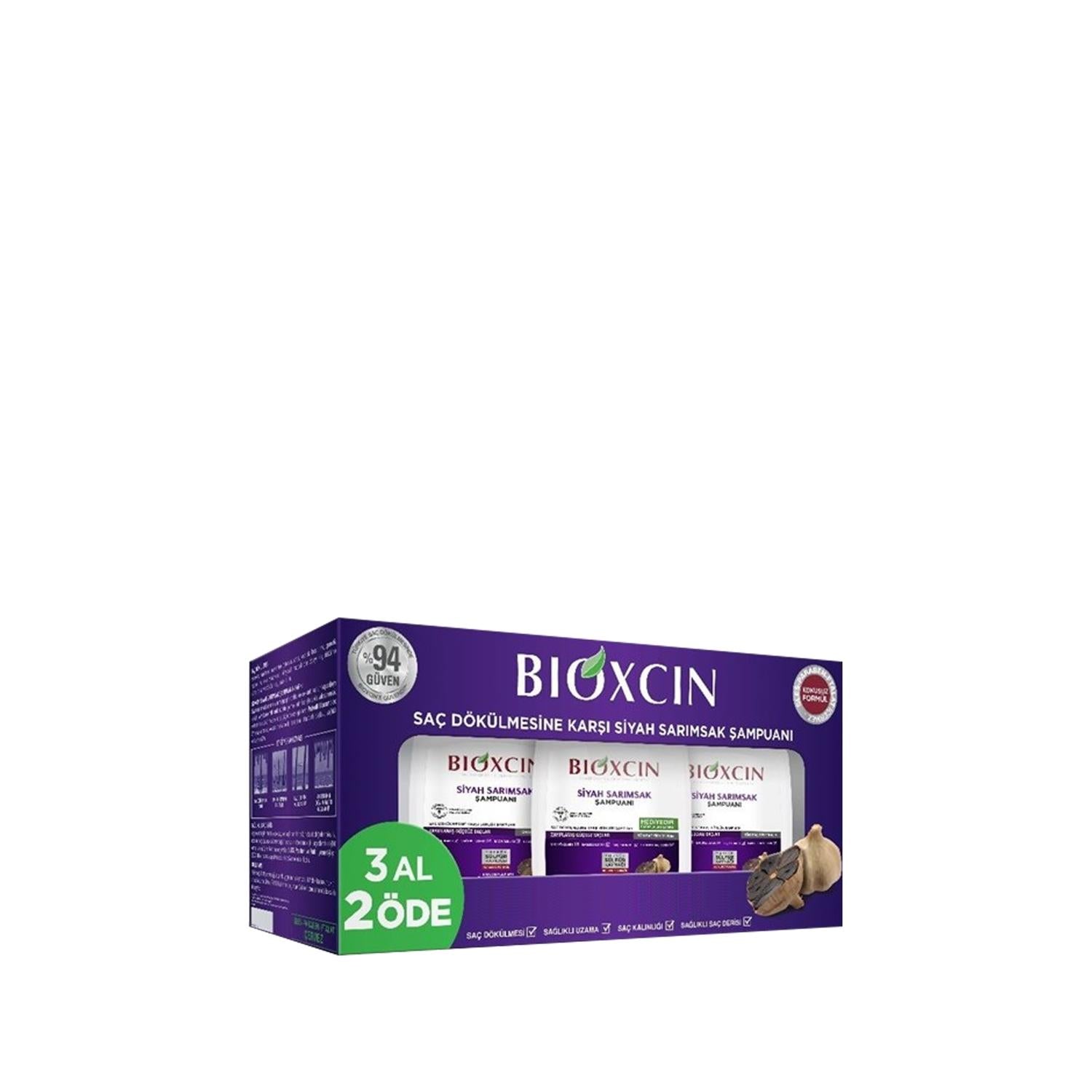 Bioxcin Black Garlic Shampoo 3x300ml - Natural Hair Care Bulk Pack Bioxcin Black Garlic Shampoo 3x300ml - Natural Hair Care Bioxcin Shampoo, Black Garlic Shampoo, Bulk Shampoo, Natural Hair Care, Siyah Sarımsaklı Şampuan, Hair Nourishment, Scalp Health, Bulk Hair Care, Natural Shampoo, Black Garlic Extract, Bioxcin Hair Care, Long-Lasting Shampoo, Cost-Effective Hair Care