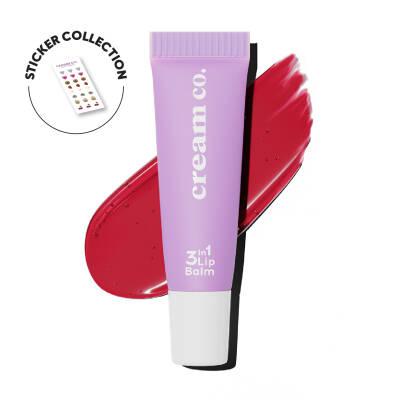 Cream Co. 3-in-1 Lip Balm Strawberry Sorbet - Natural Moisturizing Lip Care - Lip Balm