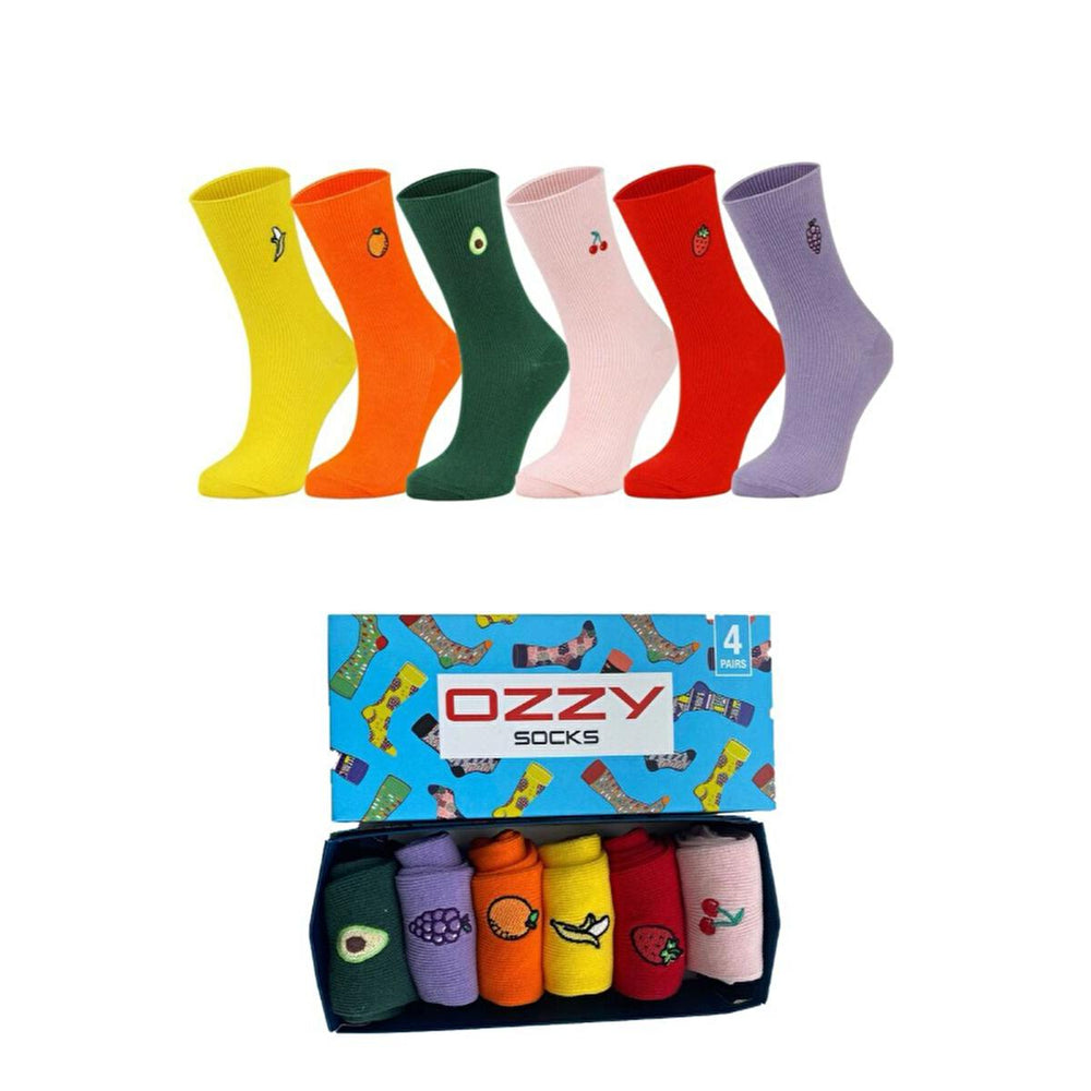 Ozzy Socks Women's 6-Pack Fruit Embroidered Socks - Comfortable Cotton Casual Footwear for Women - view 3